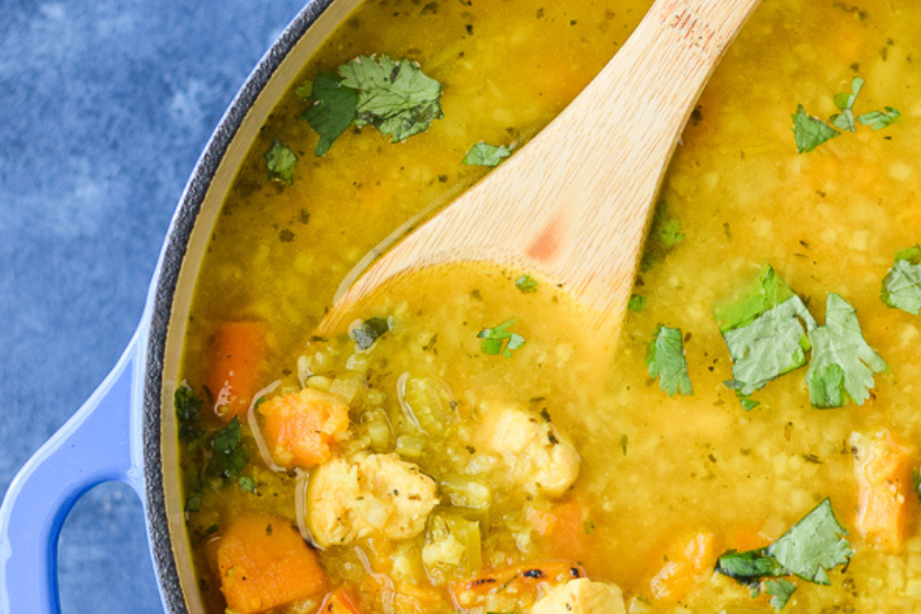oInstant pot chicken and cauliflower rice soup