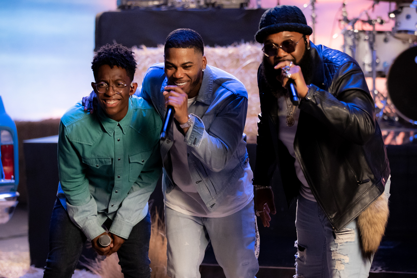 Breland performs with Nelly and Blanco Brown