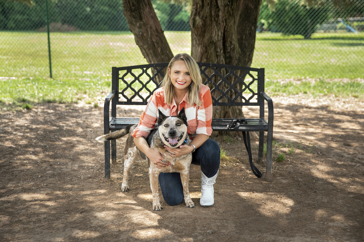 Miranda Lamber with one of her beloved shelter pups.