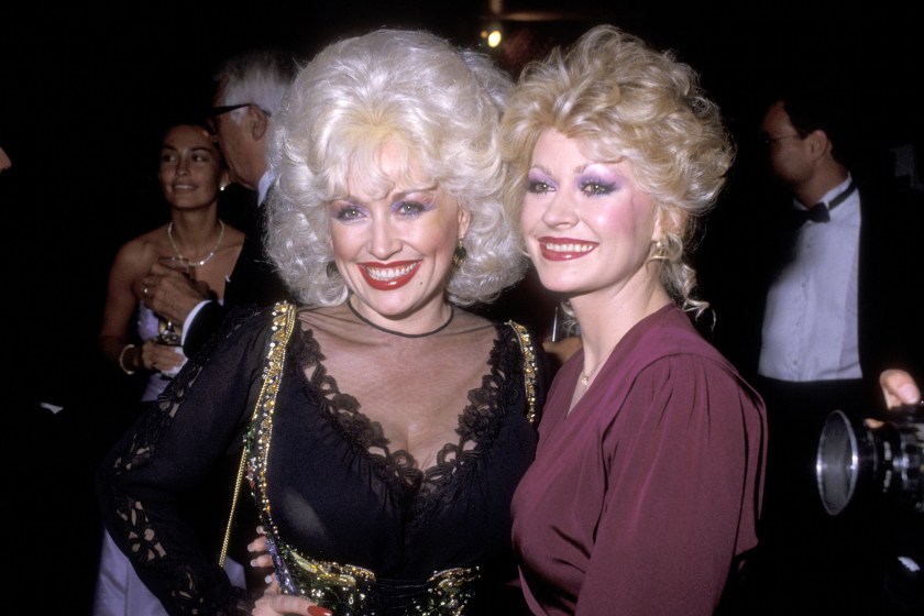 Musician Dolly Parton and sister Actress Rachel Dennison attend the 1983 Carousel of Hope Ball to Benefit the Barbara Davis Center for Childhood Diabetes on October 8, 1983 at Currigan Hall in Denver, Colorado.