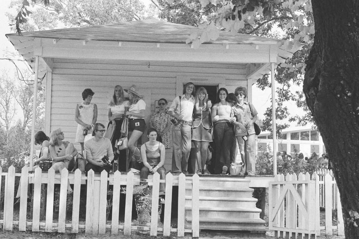 Elvis fans pose at birthplace of Elvis Presley