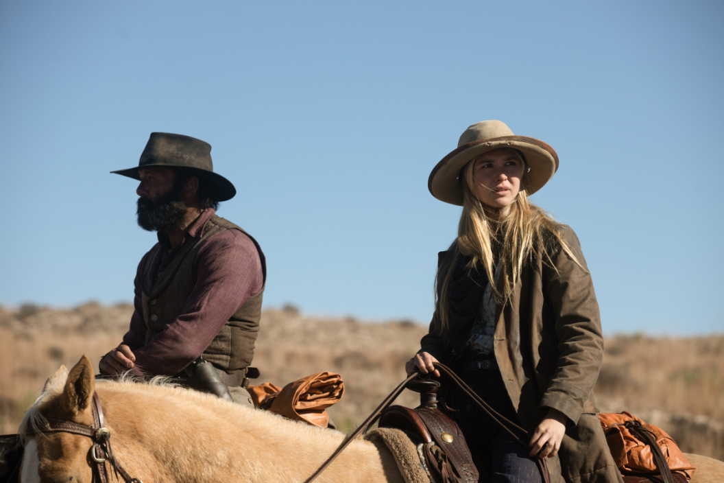 Tim McGraw as James and Isabel May as Elsa of the Paramount+ original series 1883