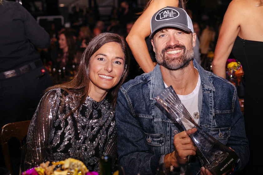 NASHVILLE, TENNESSEE - OCTOBER 12: In this photo released on October 14, 2022, Laney Beville Hayes and Walker Hayes attend the 2022 CMT Artists of the Year at Schermerhorn Symphony Center on October 12, 2022 in Nashville, Tennessee.