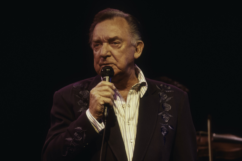 American country music singer and songwriter Ray Price (born Noble Ray Price, 1926-2013) performs in New York City for the first time in over 30 years at the Bottom Line in Greenwich Village, New York, New York, June 14, 2000.