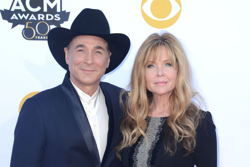 ARLINGTON, TX - APRIL 19: Musician Clint Black (L) and Lisa Hartman Black attend the 50th Academy of Country Music Awards at AT&T Stadium on April 19, 2015 in Arlington, Texas.