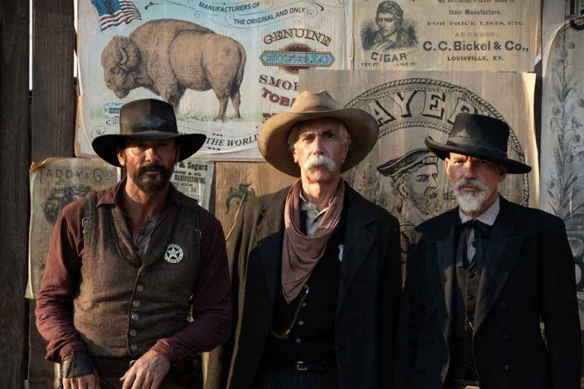 Tim McGraw as James, Sam Elliott as Shea and Billy Bob Thornton as Marshal Jim Courtright of the Paramount+ original series 1883.