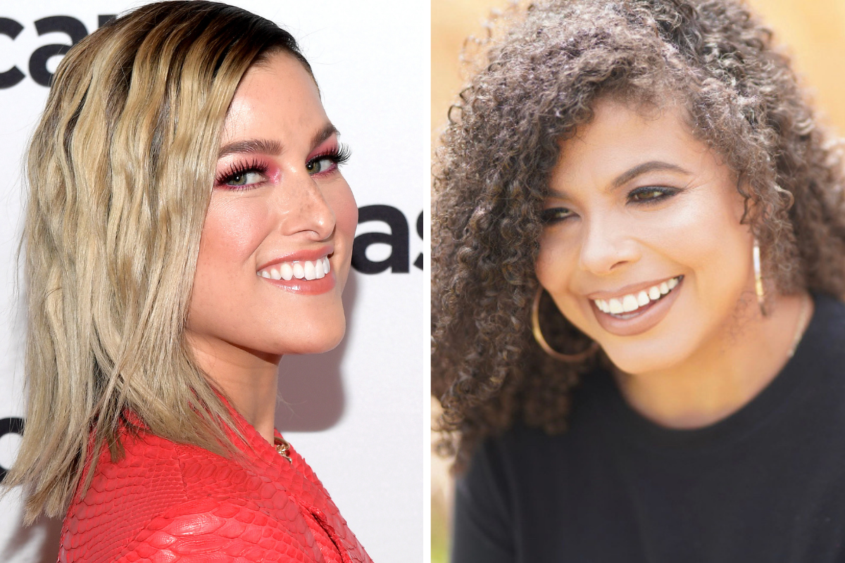 A side-by-side shot of songwriting collaborators and "Because of That" co-writers Cassadee Pope and Stephanie Jacques