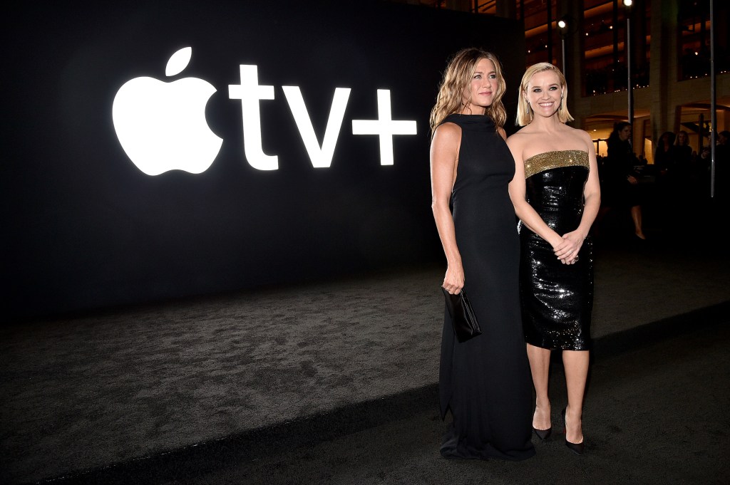 Jennifer Aniston and Reese Witherspoon attend the Apple TV+'s "The Morning Show" World Premiere at David Geffen Hall on October 28, 2019 in New York City.
