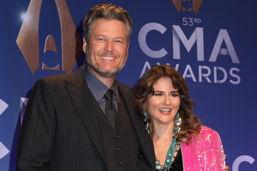 Blake Shelton and Jenee Fleenor speak at the press room of the 53rd annual CMA Awards at the Bridgestone Arena on November 13, 2019 in Nashville.