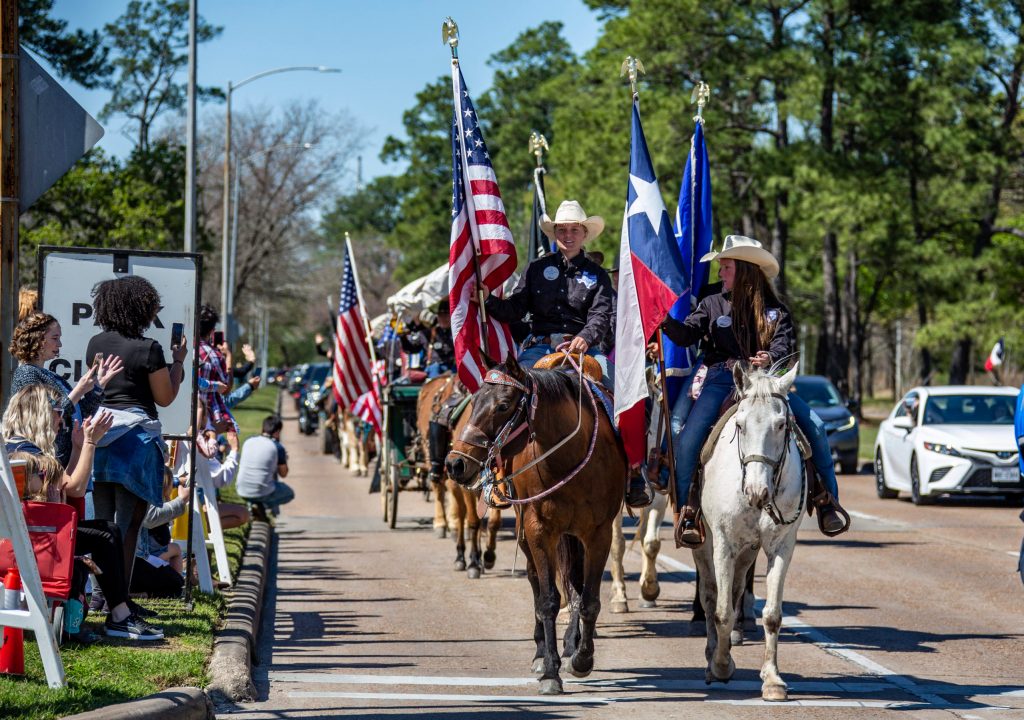 HOUSTON, Feb. 29, 2020. Riders arrive for the Houston Livestock Show and Rodeo in Houston, Texas, the United States, Feb. 28, 2020. Over 3,000 riders arrived in Houston on Friday for the upcoming Houston Livestock Show and Rodeo. (Photo by Lao Chengyue/Xinhua via Getty) (Xinhua/Lao Chengyue via Getty Images)