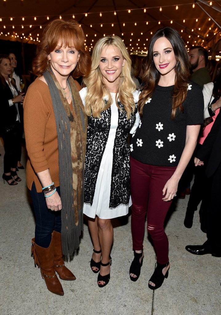 Reba McEntire, Reese Witherspoon, and Kacey Musgraves attend the Draper James Nashville store opening on October 28, 2015 in Nashville, Tennessee.