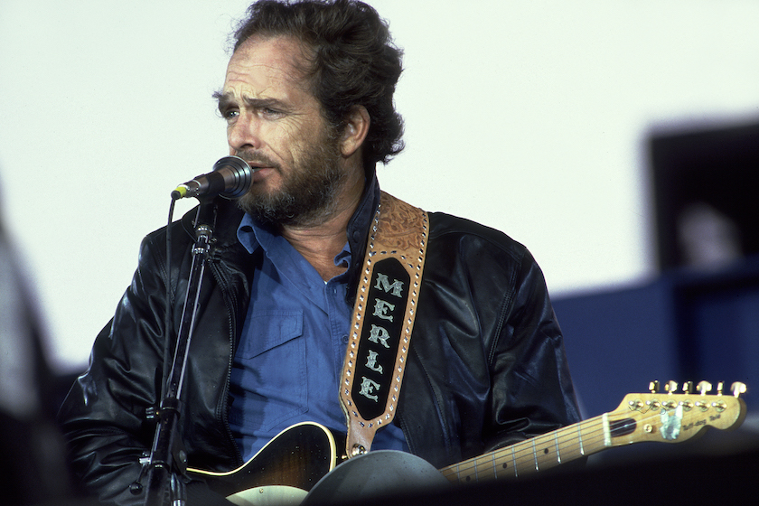 Merle Haggard at Veteran's Stadium for the first Farm Aid Concert in Champaign, Illinois.