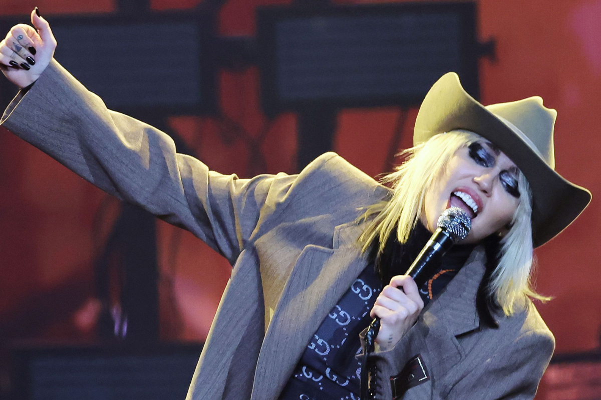 Miley Cyrus performs onstage during the Bud Light Super Bowl Music Festival at Crypto.com Arena on February 12, 2022 in Los Angeles, California.