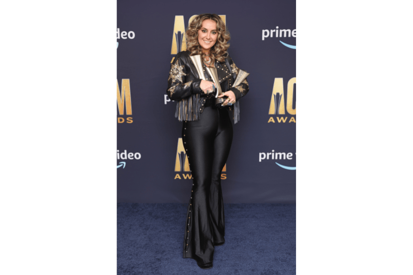 Lainey Wilson, winner of Song of the Year and New Female Artist of the Year, poses in the press room during the 57th Academy of Country Music Awards