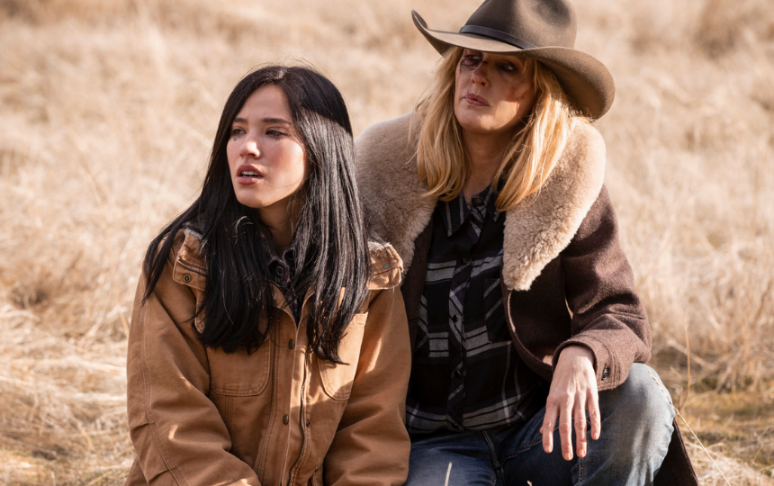 Kelsey Asbille as Monica Dutton and Kelly Reilly as Beth Dutton on 'Yellowstone'