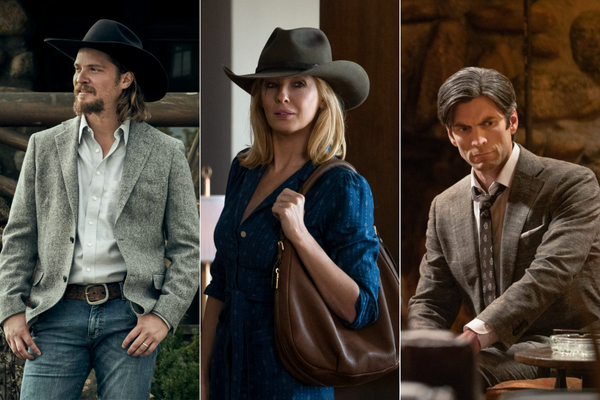 Luke Grimes as Kayce Dutton, Kelly Reilly as Beth Dutton, Wes Bentley as Jamie Dutton on 'Yellowstone'
