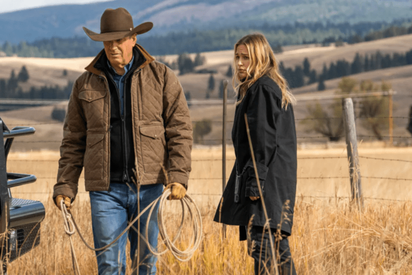 Kevin Costner as John Dutton and Piper Perabo as Summer Higgins on 'Yellowstone'