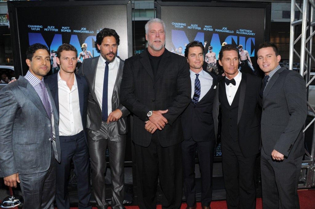 Actors Adam Rodriguez, Alex Pettyfer, Joe Manganiello, Kevin Nash, Matt Bomer, Matthew McConaughey and Channing Tatum arrive at the closing night gala premiere of "Magic Mike" at the 2012 Los Angeles Film Festiva held at Regal Cinemas L.A. Live on June 24, 2012 in Los Angeles, California.