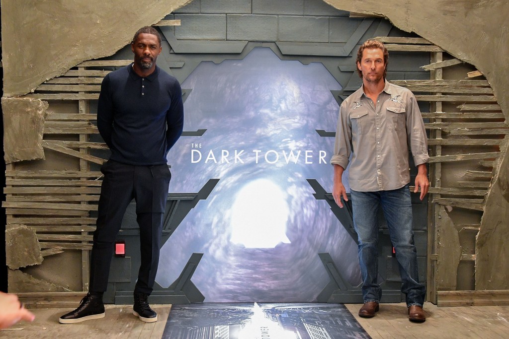 Idris Elba (L) and Matthew McConaughey attend "The Dark Tower" photocall at the Whitby Hotel on July 30, 2017 in New York City.