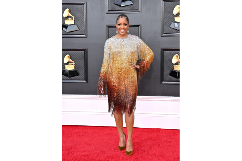 Mickey Guyton attends the 64th Annual GRAMMY Awards at MGM Grand Garden Arena