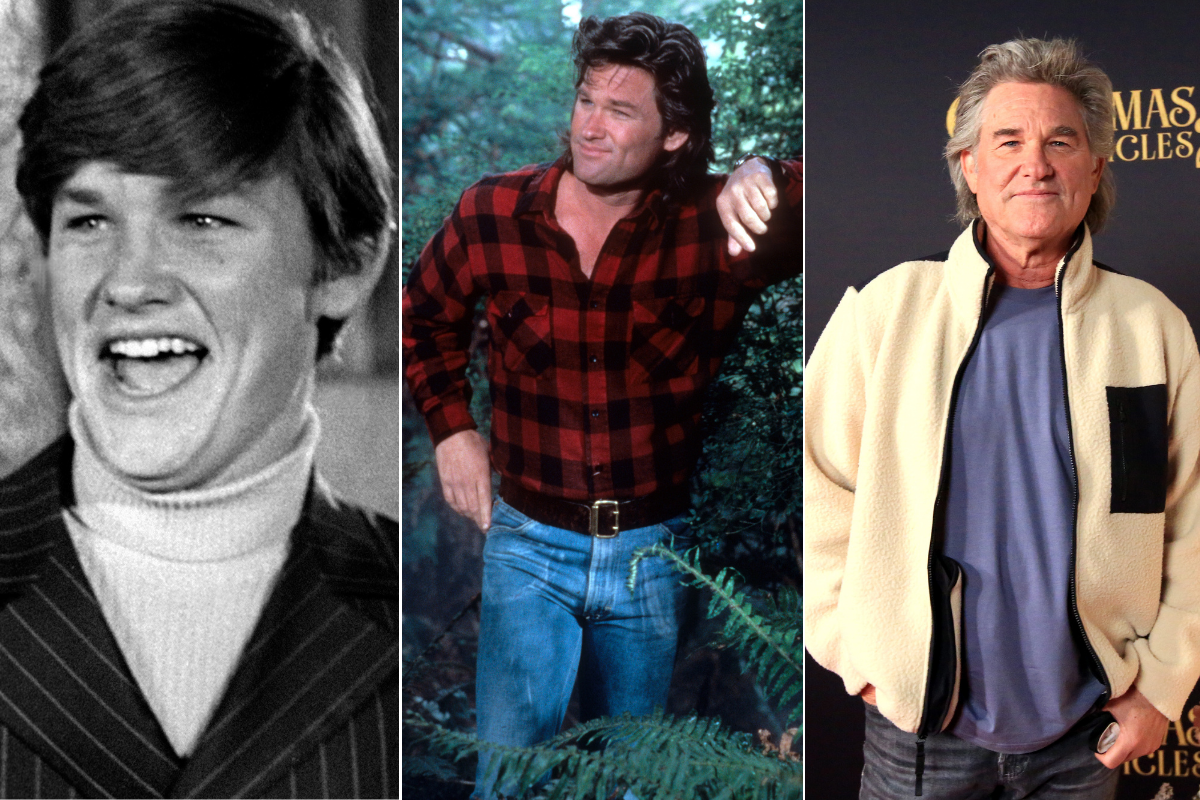 Kurt Russell attends the premiere party for "Love Bug" on March 25, 1969 at the Max Factor Building in Hollywood, California / Kurt Russell in a scene from the film 'Overboard', 1987 / Kurt Russell attends Netflix's "The Christmas Chronicles: Part Two" Drive-In Event at The Grove on November 19, 2020