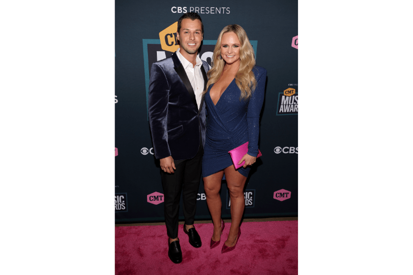 Brendan McLoughlin and Miranda Lambert attend the 2022 CMT Music Awards at Nashville Municipal Auditorium on April 11, 2022 in Nashville, Tennessee