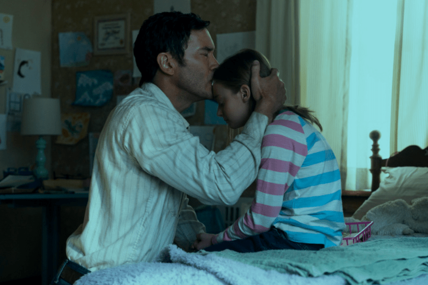 L-R: Tom Pelphrey (Perry Abbott), Olive Abercrombie (Amy Abbott) on 'Outer Range'