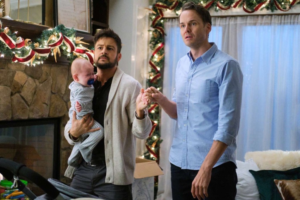 Tyler Hynes and Paul Campbell in "Three Wise Men and a Baby."