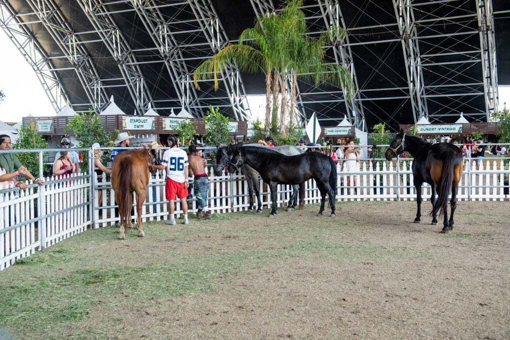 General view of the Compton Cowboys corral during the 2022 Stagecoach Festival on April 29, 2022 in Indio, California. 
