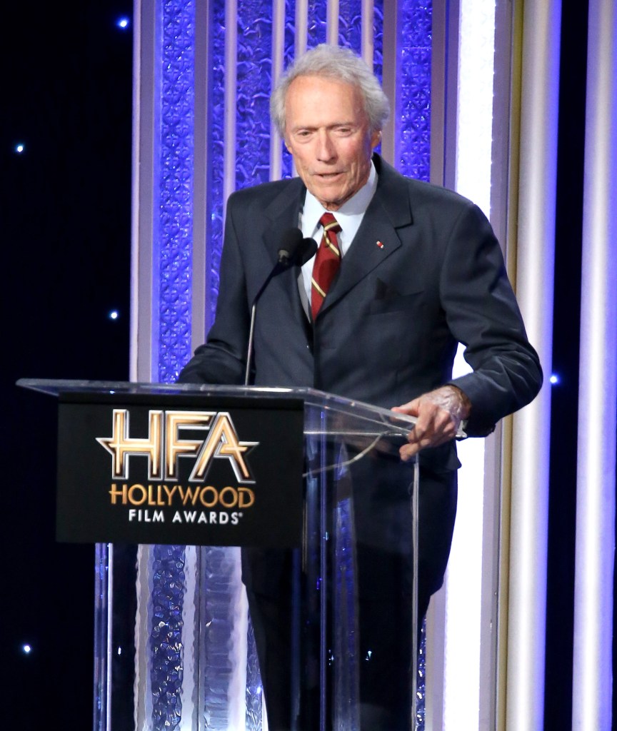 Clint Eastwood speaks onstage during the 20th Annual Hollywood Film Awards held at The Beverly Hilton Hotel on November 6, 2016 in Beverly Hills, California.