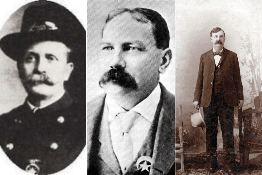 Photos of Bill Tilghman, Chris Madsen, and Heck Thomas