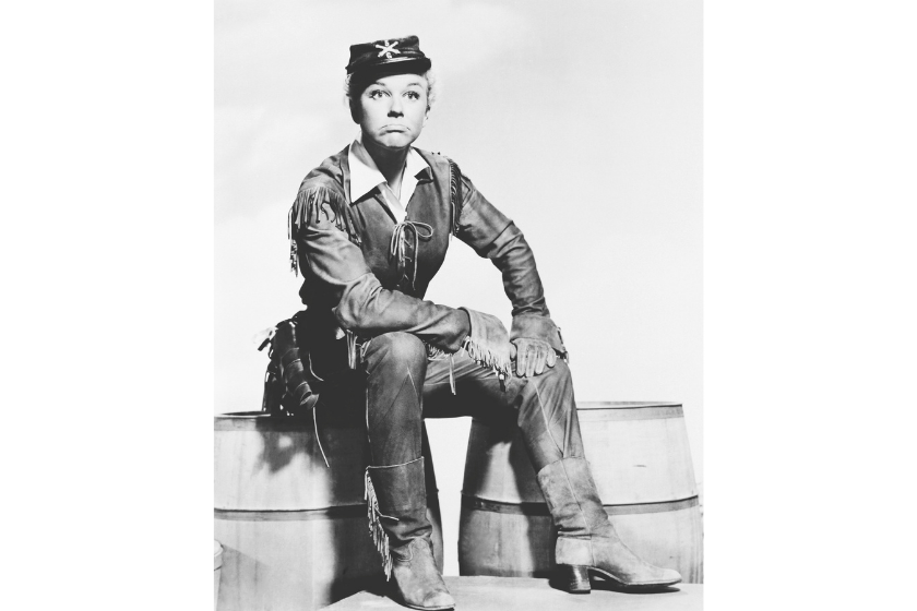 American actress and singer Doris Day as the famous 19th century American frontierswoman Calamity Jane in the Warner Brothers musical 'Calamity Jane', 1953
