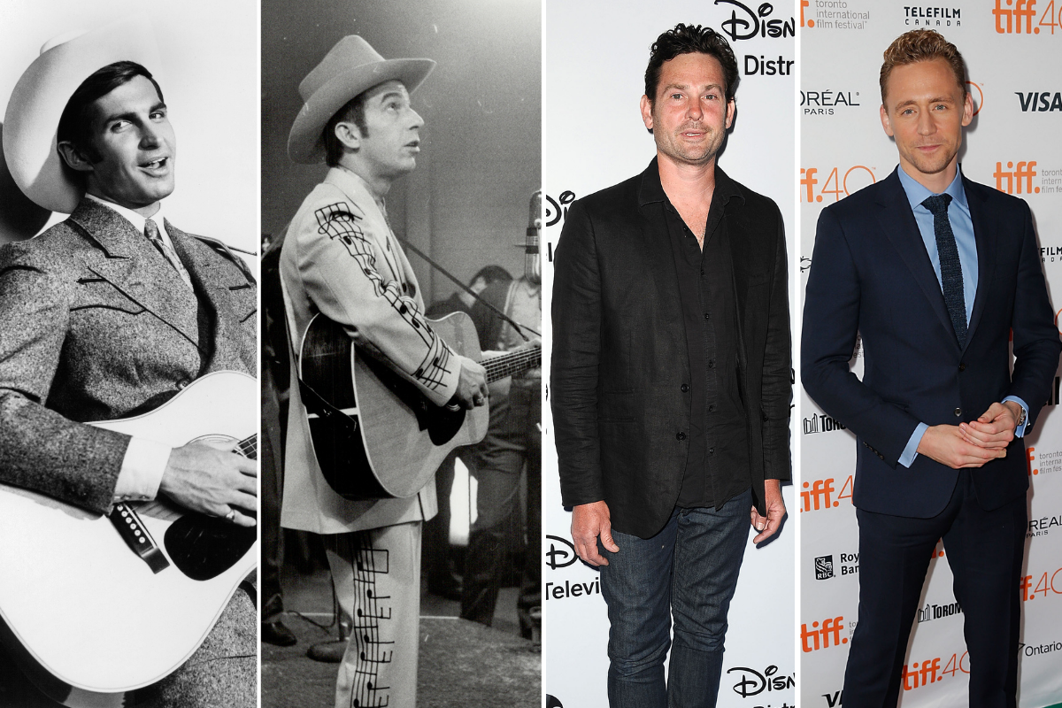The four Hank Williamses from films: George Hamilton, Sneezy Waters, Henry Thomas and Tom Hiddleston