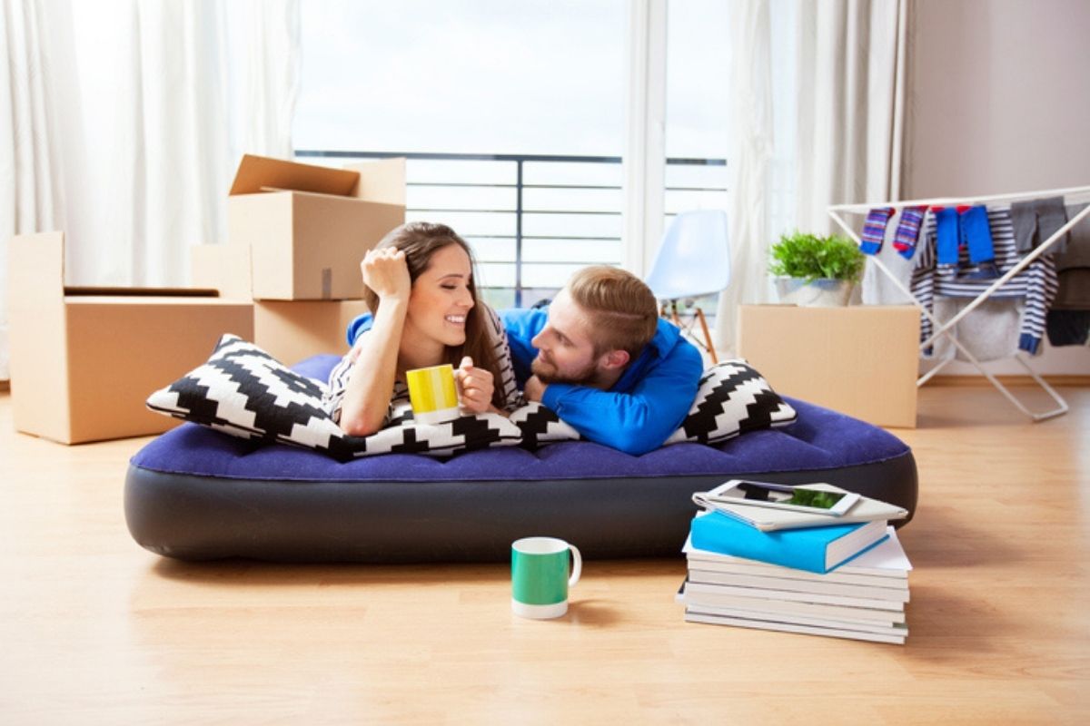 couple on air mattress