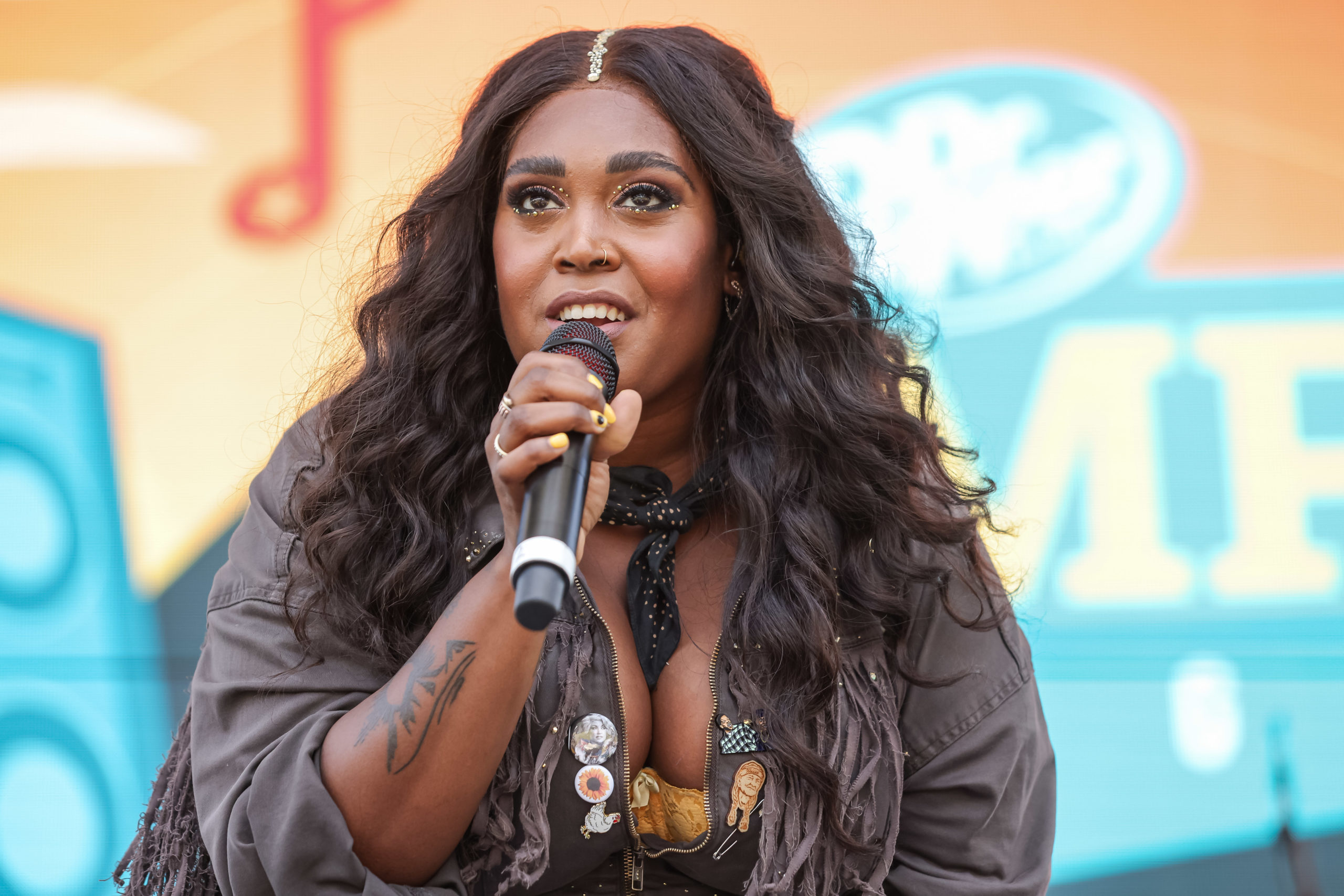 Brittney Spencer performs during CMA Fest 2022 at Dr Pepper Amp Stage at Ascend Park on June 12, 2022 in Nashville, Tennessee.
