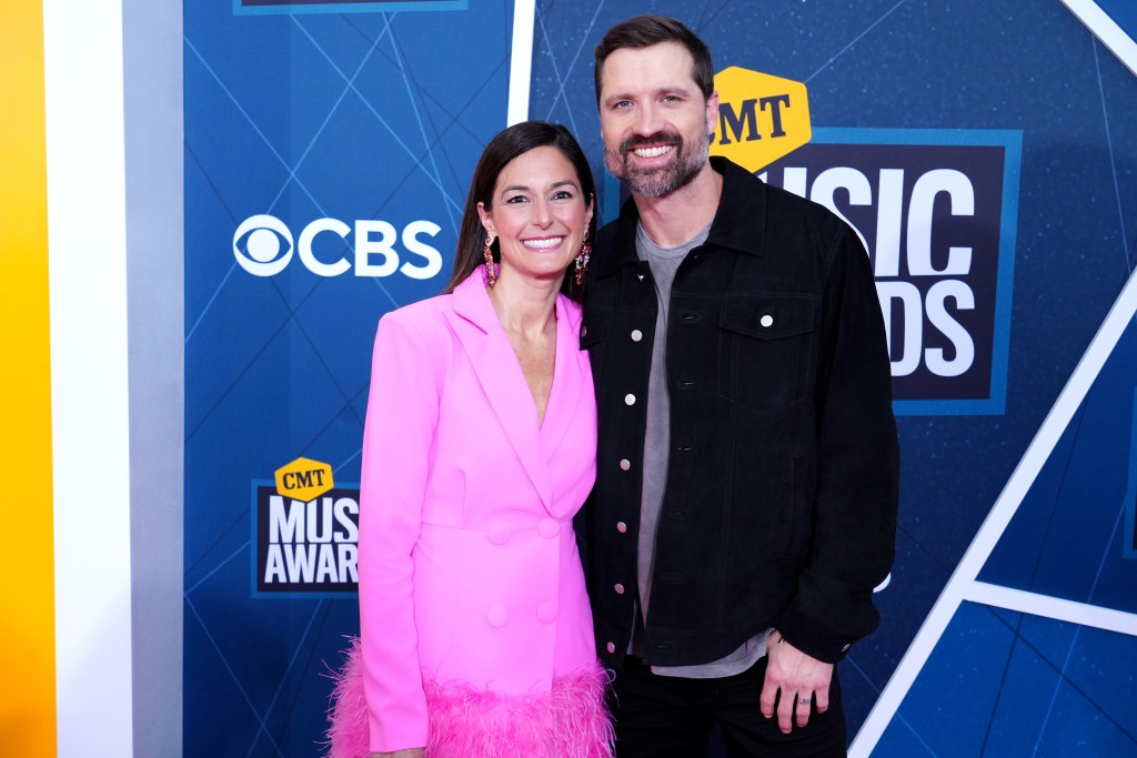 Laney Beville Hayes and Walker Hayes attend the 2022 CMT Music Awards at Nashville Municipal Auditorium on April 11, 2022 in Nashville, Tennessee.