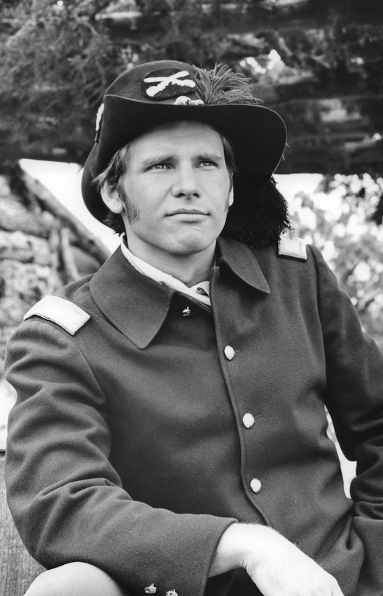 American actor Harrison Ford on the set of A Time for Killing based on the novel by Nelson Wolford and Shirley Wolford, and directed by Phil Karlson.