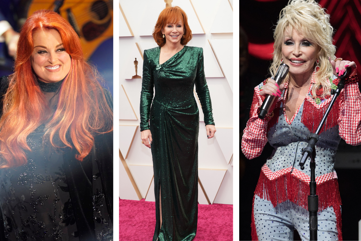 Wynonna Judd performs onstage during Naomi Judd: 'A River Of Time' Celebration at Ryman Auditorium on May 15, 2022 in Nashville, Tennessee./ Reba McEntire attends the 94th Annual Academy Awards at Hollywood and Highland on March 27, 2022 in Hollywood, California./ Singer-songwriter Dolly Parton performs onstage at "Dollyverse Powered By Blockchain Creative Labs on Eluv.io" during the 2022 SXSW Conference And Festival at ACL Live at The Moody Theater on March 18, 2022 in Austin, Texas.