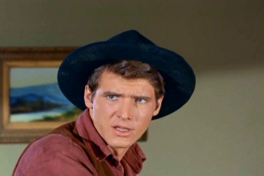 Harrison Ford Western Harrison Ford in a cowboy hat in an episode of 'The Virginian'