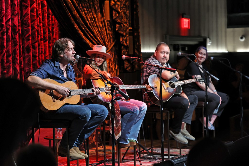 NASHVILLE, TENNESSEE - SEPTEMBER 14: (L-R) Hayes Carll, Lainey Wilson, William Prince, and Andrea von Foerster onstage during In the Round: Songs of "Yellowstone" panel for AMERICANAFEST 2022 at Hutton Hotel on September 14, 2022 in Nashville, Tennessee. (Photo by Terry Wyatt/Getty Images for for Americana Music )