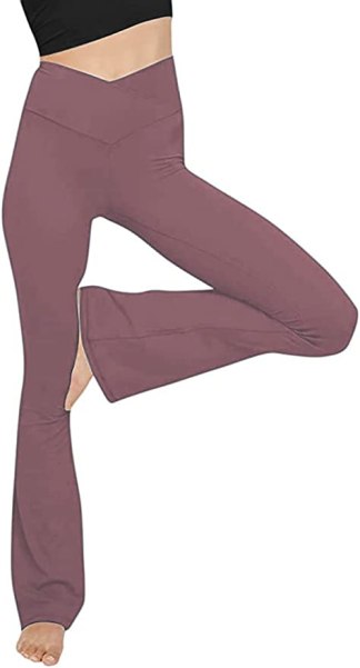 TOPYOGAS Women's Casual Bootleg Yoga Pants V Crossover High Waisted Flare Workout Pants Leggings