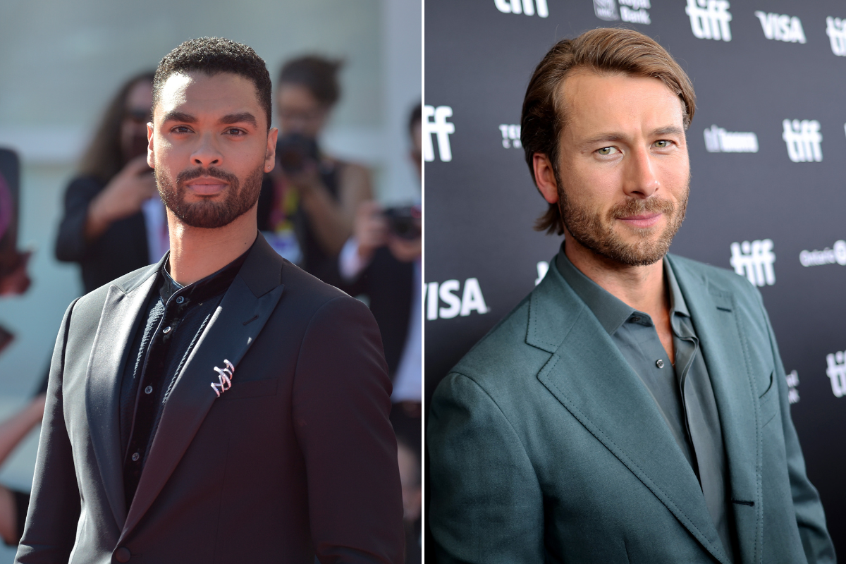 British actor Regé-Jean Page at the 79 Venice International Film Festival 2022. The Banshees Of Inisherin Red Carpet. Venice (Italy), September 5th, 2022 / Glen Powell attends the "Devotion" Premiere at Cinesphere on September 12, 2022 in Toronto, Ontario