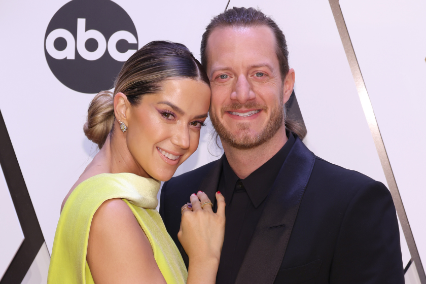 Hayley Hubbard and Tyler Hubbard attend the 55th annual Country Music Association awards at the Bridgestone Arena on November 10, 2021 in Nashville, Tennessee.