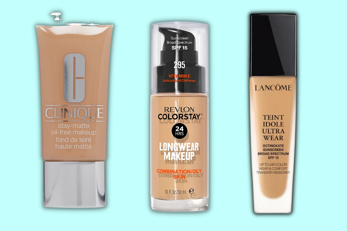 foundation for oily skin lined up