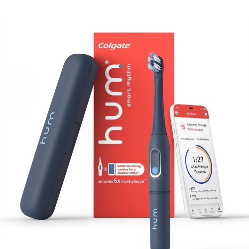 hum by Colgate Smart Rhythm Sonic Toothbrush Kit, Battery-Operated, Slate Grey