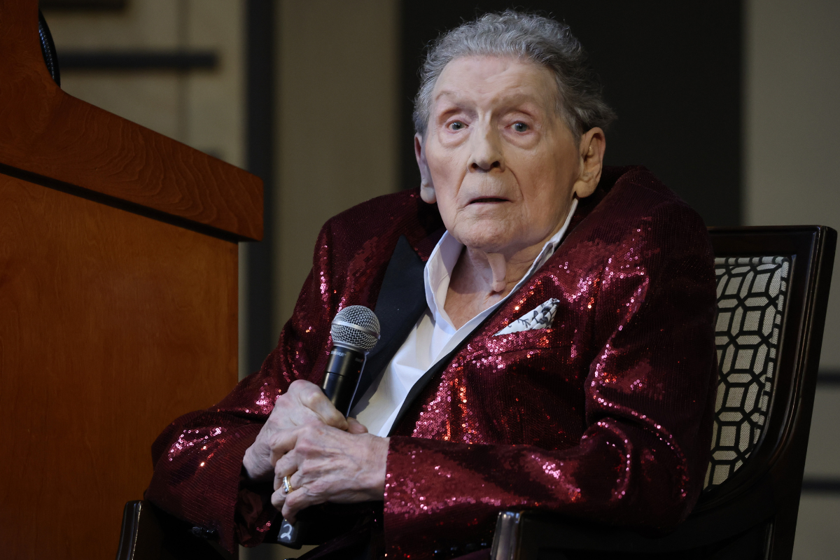 Jerry Lee Lewis speaks at the Country Music Hall of Fame 2022 inductees presented by CMA at Country Music Hall of Fame and Museum on May 17, 2022 in Nashville, Tennessee.