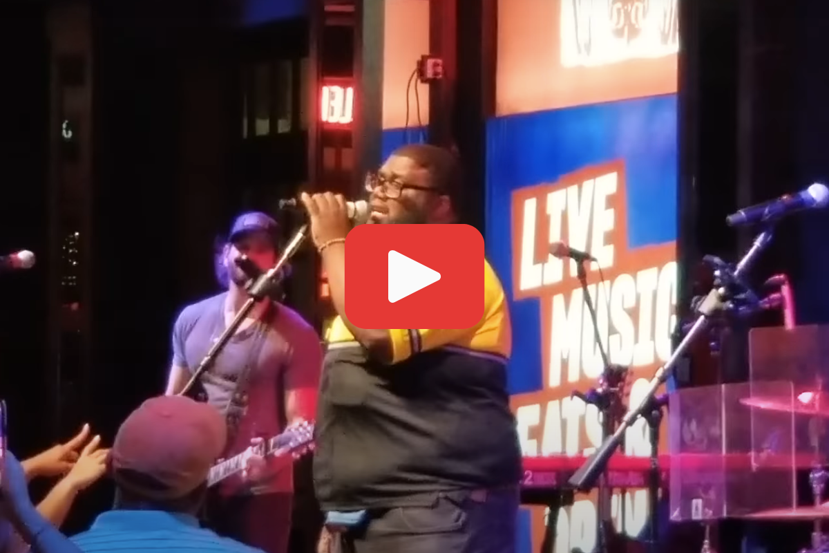 Screengrab from one of security guard Kevin's performances of "Tennessee Whiskey" at Ole Red.