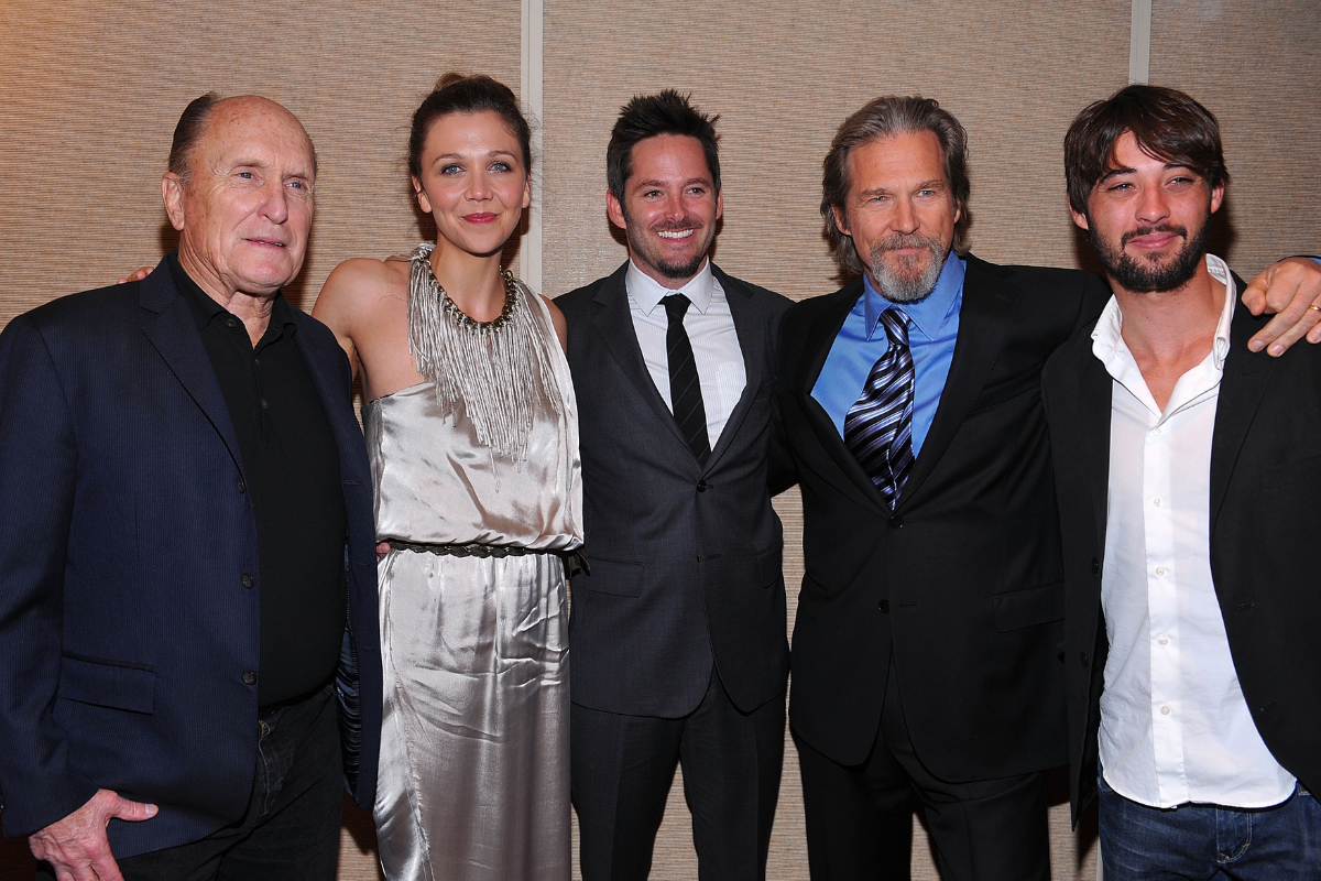 Actor Robert Duvall, actress Maggie Gyllenhaal, actor Scott Cooper, actor Jeff Bridges and actor Ryan Bingham arrive at the premiere of Fox Searchlight's "Crazy Heat" on December 8, 2009 in Beverly Hills, California