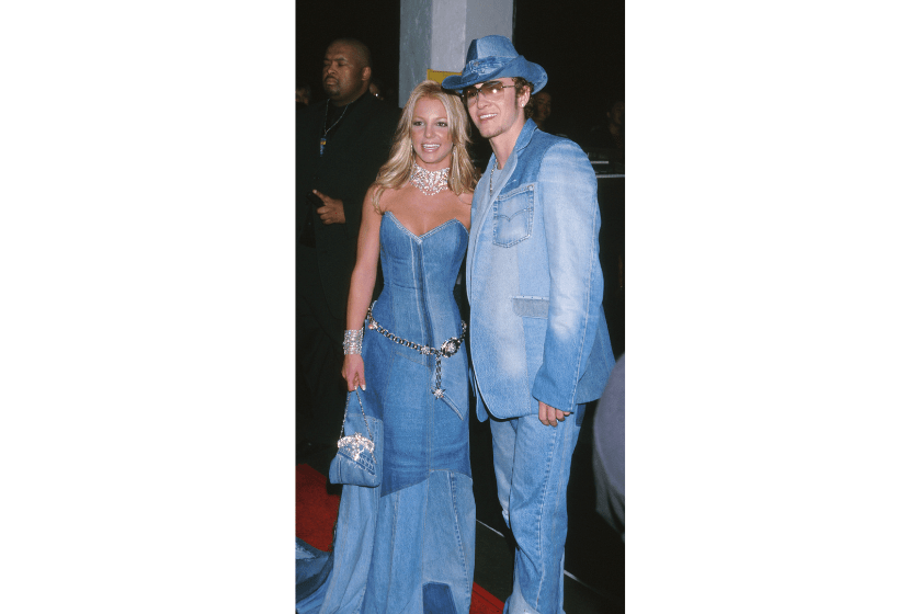 Britney Spears and Justin Timberlake attend the 2001 American Music Awards.