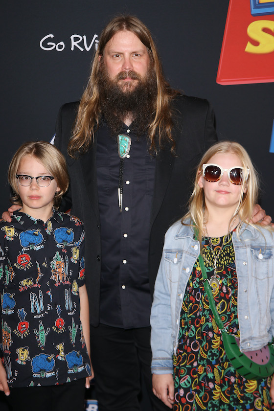 LOS ANGELES, CALIFORNIA - JUNE 11: Chris Stapleton and his children arrive to the Los Angeles premiere of Disney and Pixar's "Toy Story 4" held on June 11, 2019 in Los Angeles, California.
